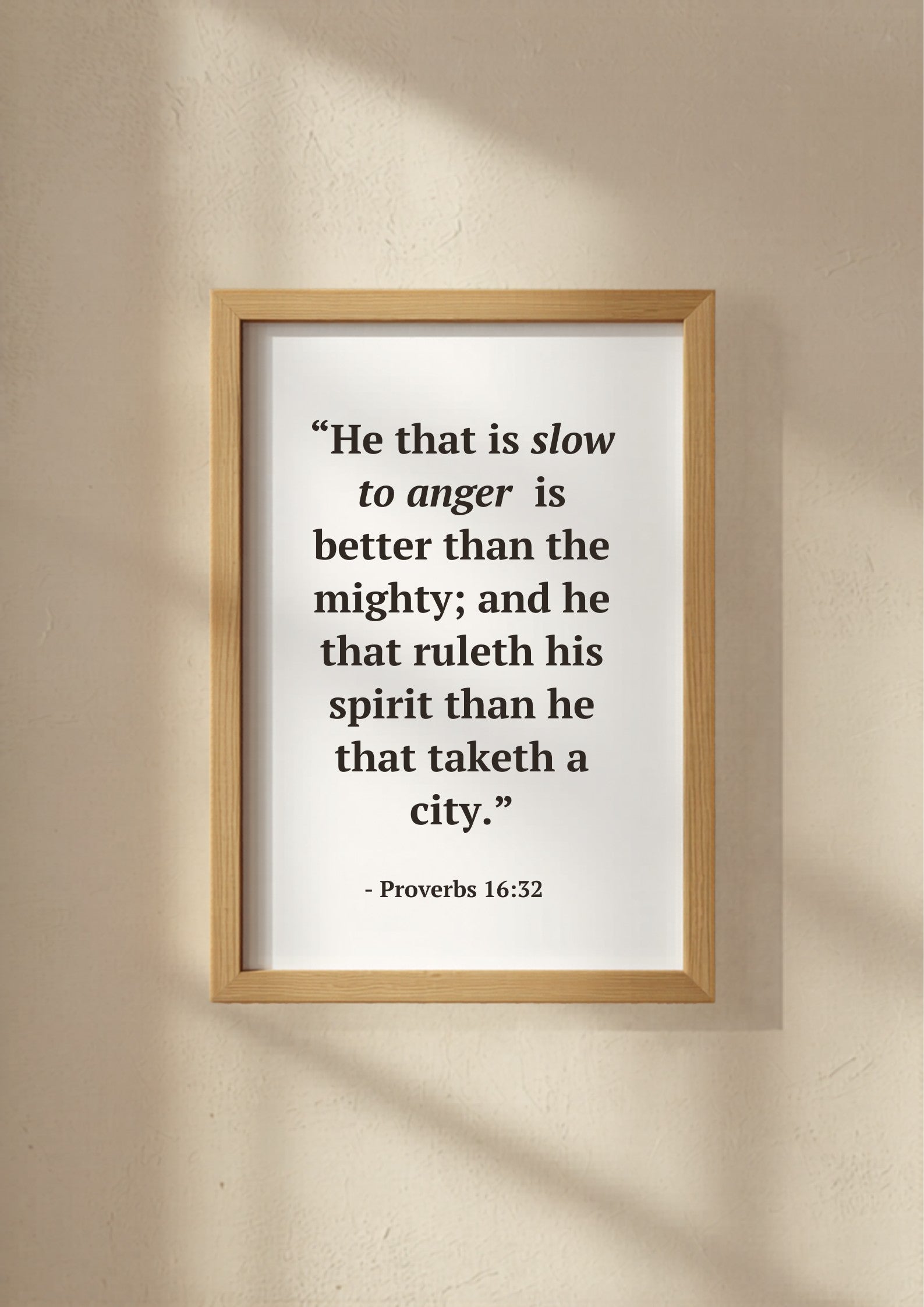 Proverbs 16:32 – Wood frame mockup 3