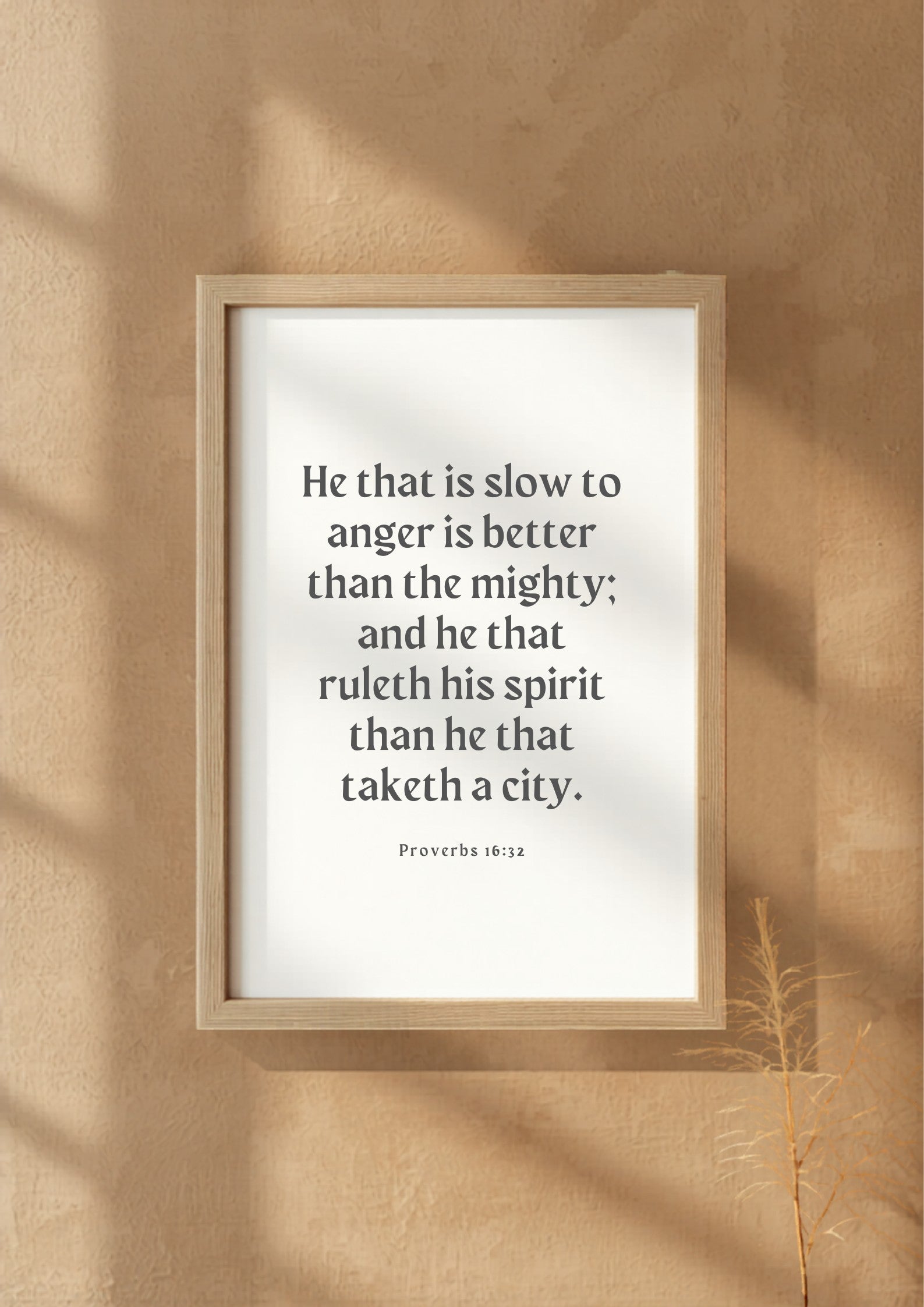 Proverbs 16:32 – Wood frame mockup 2