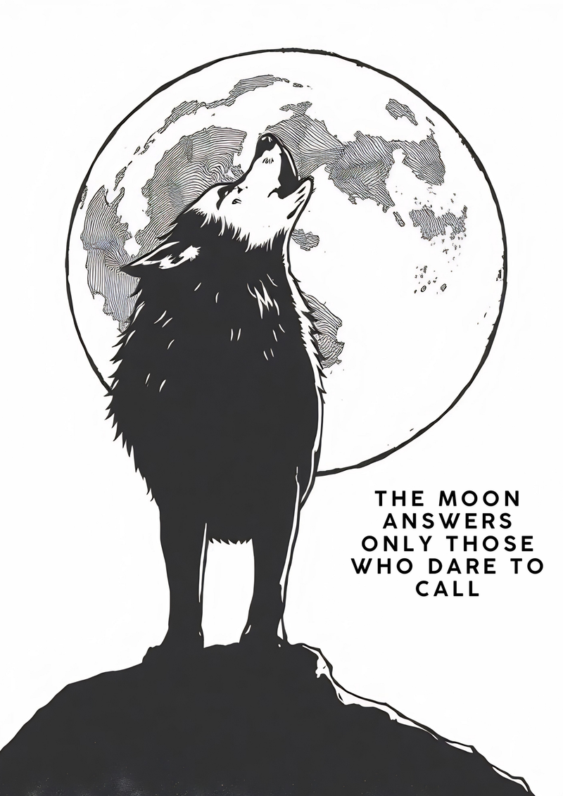 Wolf Calling at the Moon Vintage Poster Art Wolf Spirit Print Funny Animal Wall Decor Poster for Bar Cart Quirky Kitchen Wall Art | Digital Down Load Only