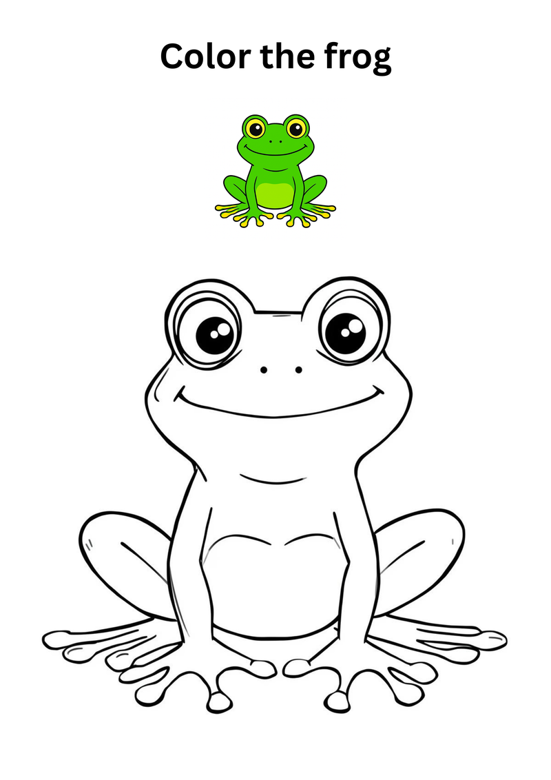 Printable Cute Frog Coloring Page for Kids
