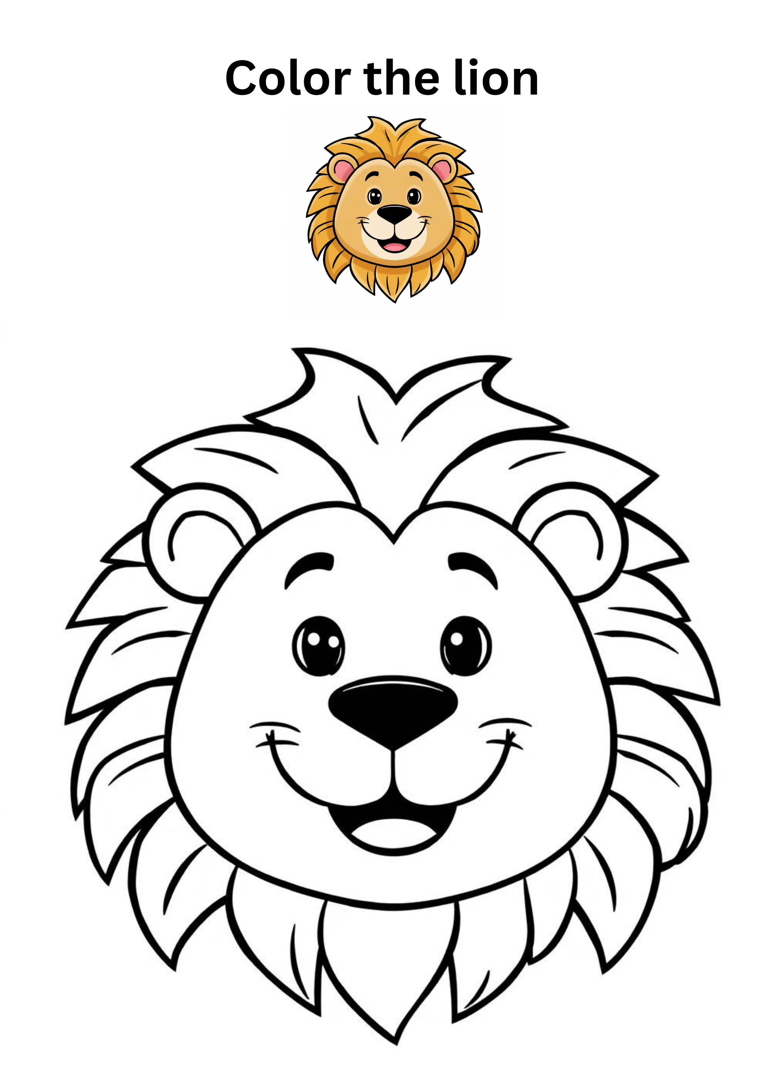 Cute Lion Face Coloring Page
