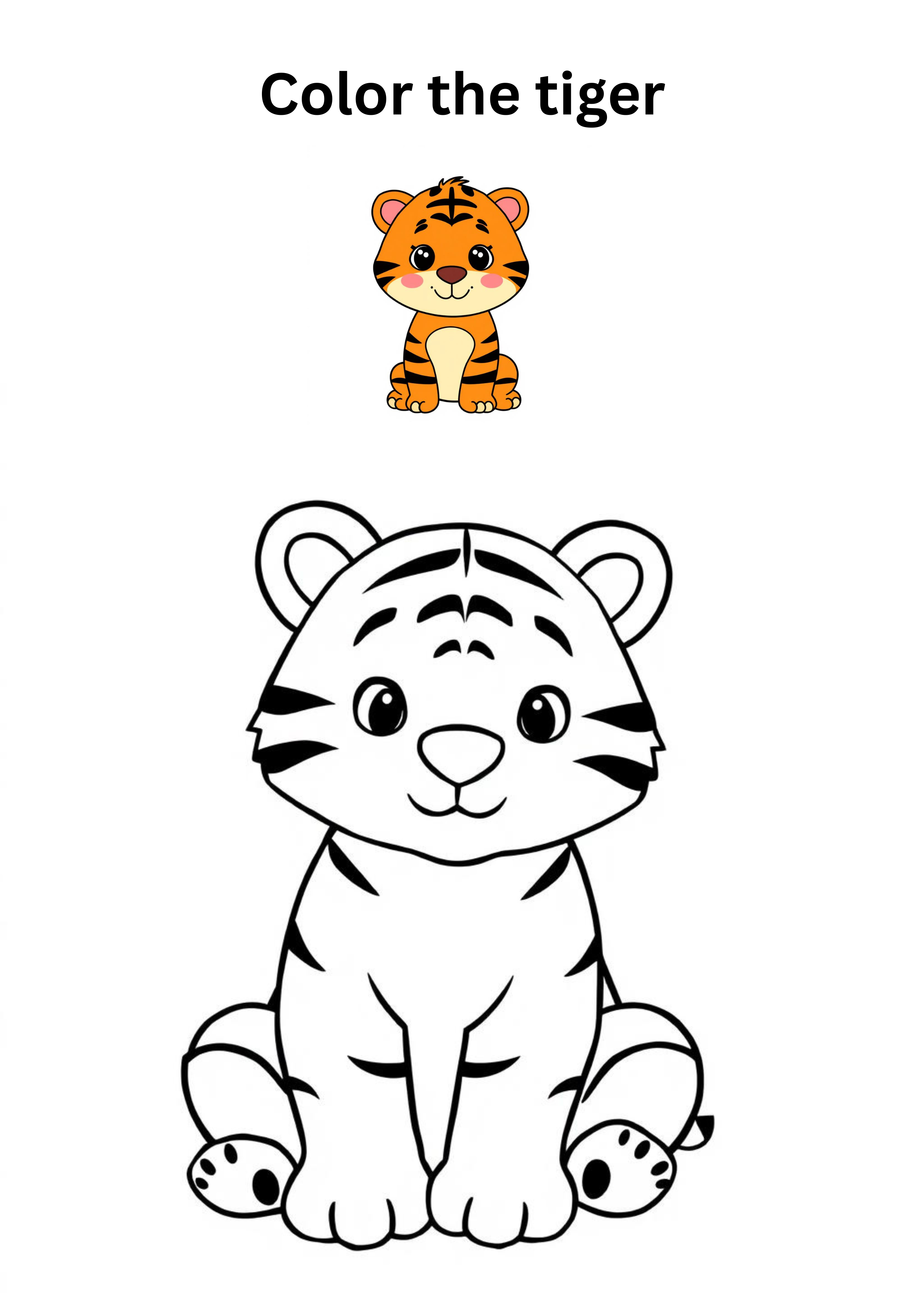 Cute Tiger Coloring Page