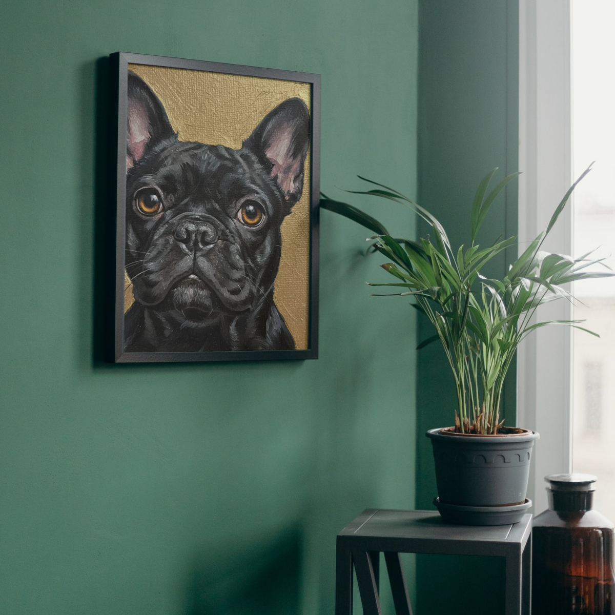 Gold Leaf Digital Print - Unique French Bulldog  Digital Print  Art for Home Décor | Digital Down Load Only