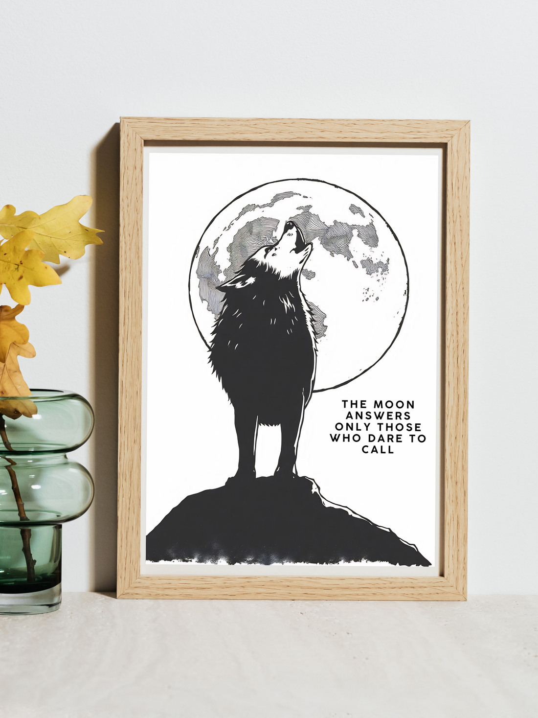 Wolf Calling at the Moon Vintage Poster 