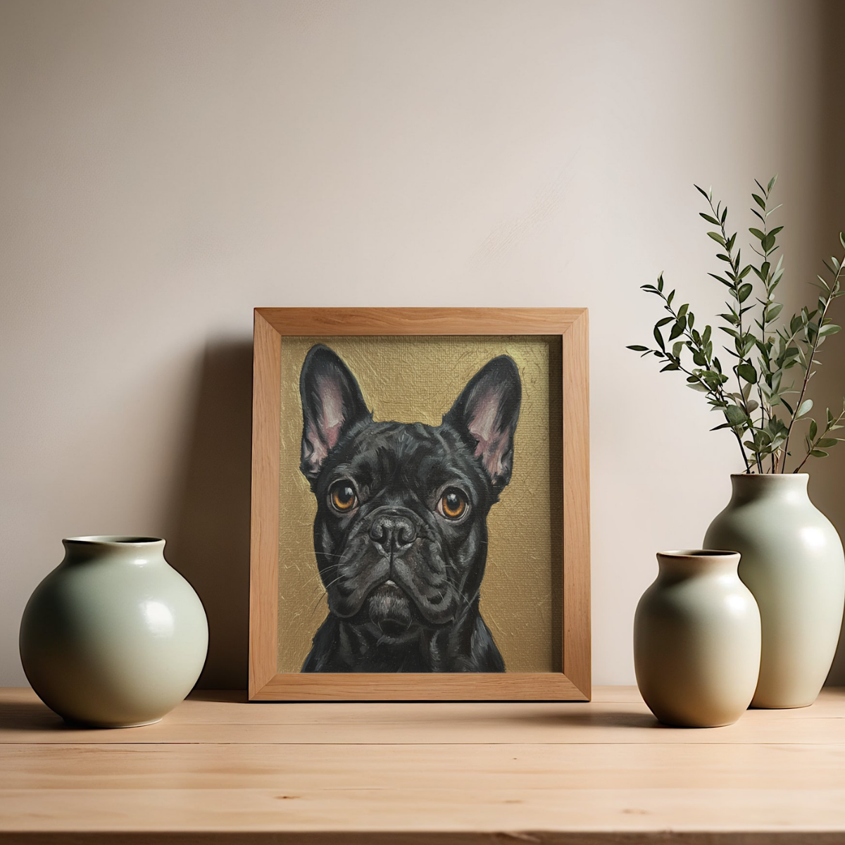 Gold Leaf Digital Print - Unique French Bulldog  Digital Print  Art for Home Décor | Digital Down Load Only