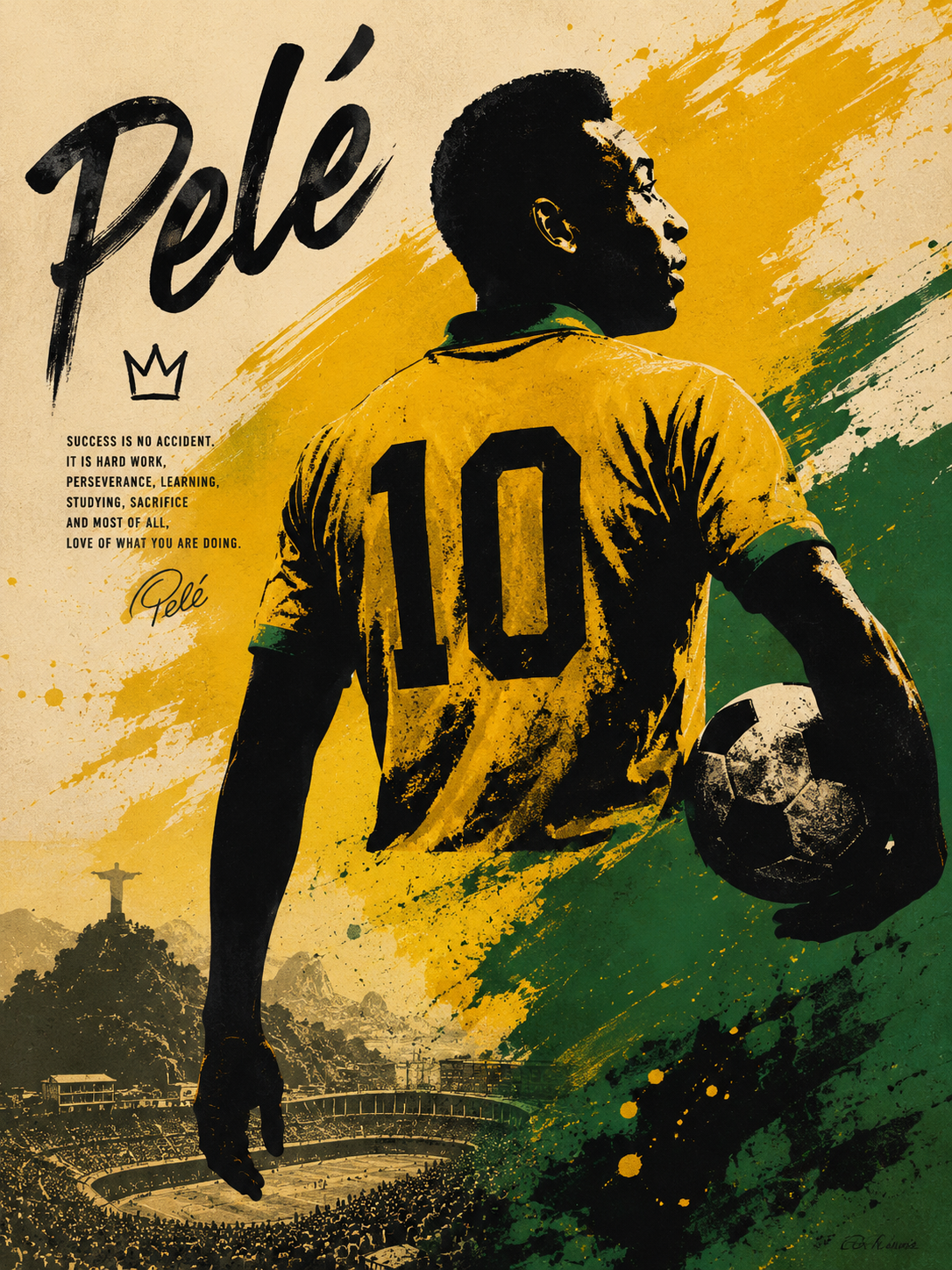 Legendary Pele Football Poster 