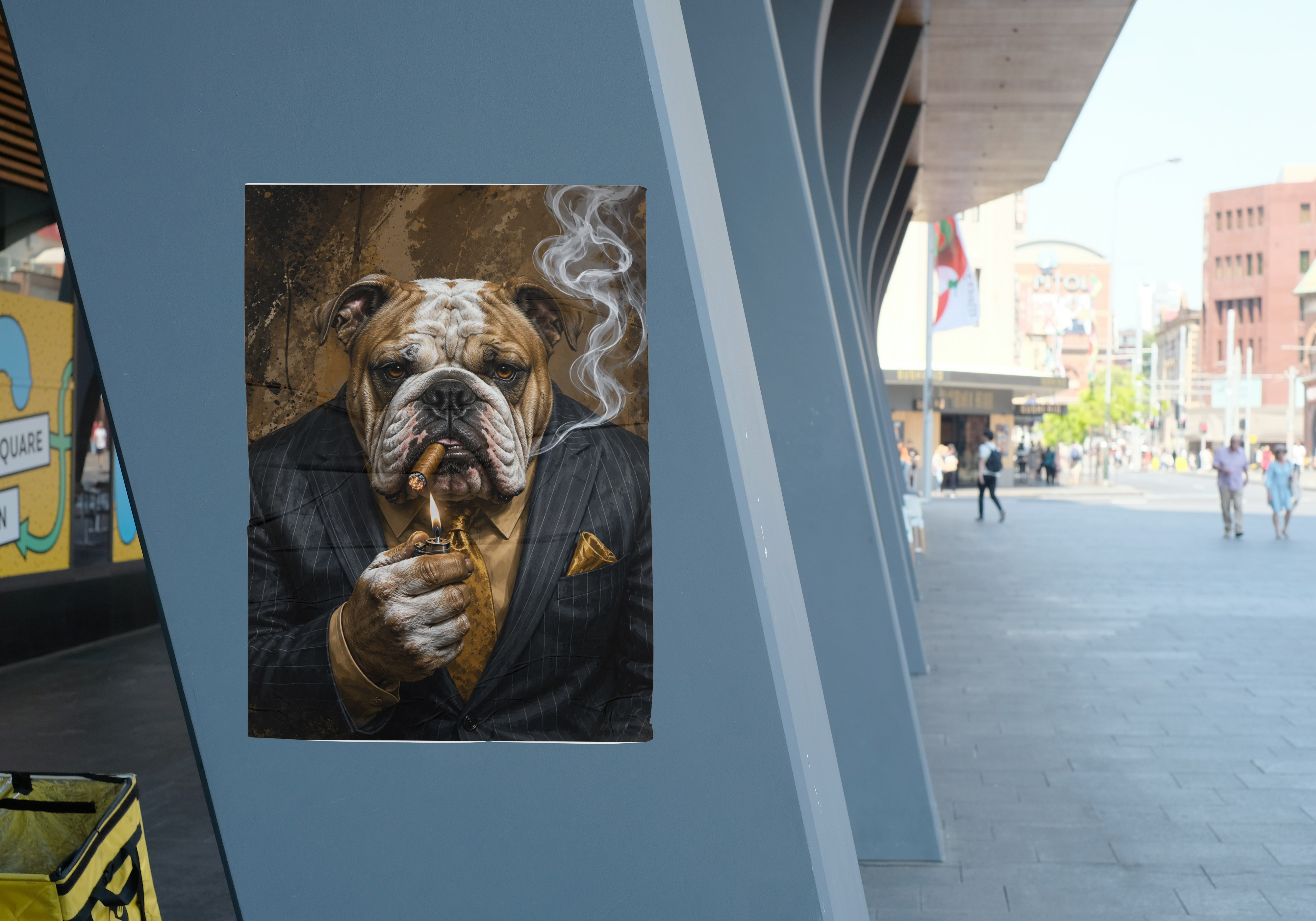 Gentleman Bulldog Wall Art – Luxury Animal Portrait Print, Cigar Bulldog Artwork, Dark Masculine Decor, Office Bar Art