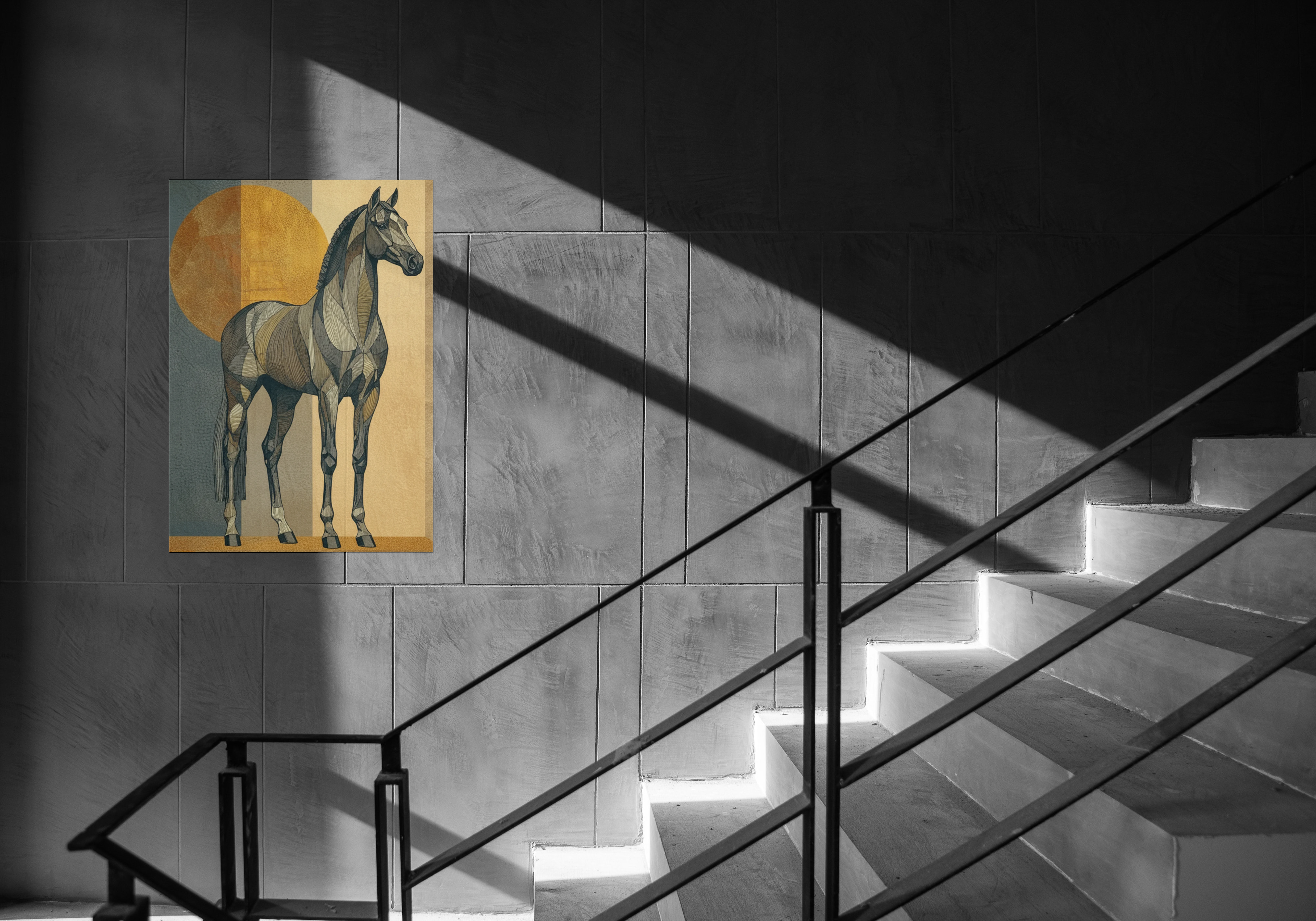 Art Deco Stallion Print, Geometric Horse Poster, Gold Navy Glam Decor (Digital Download)